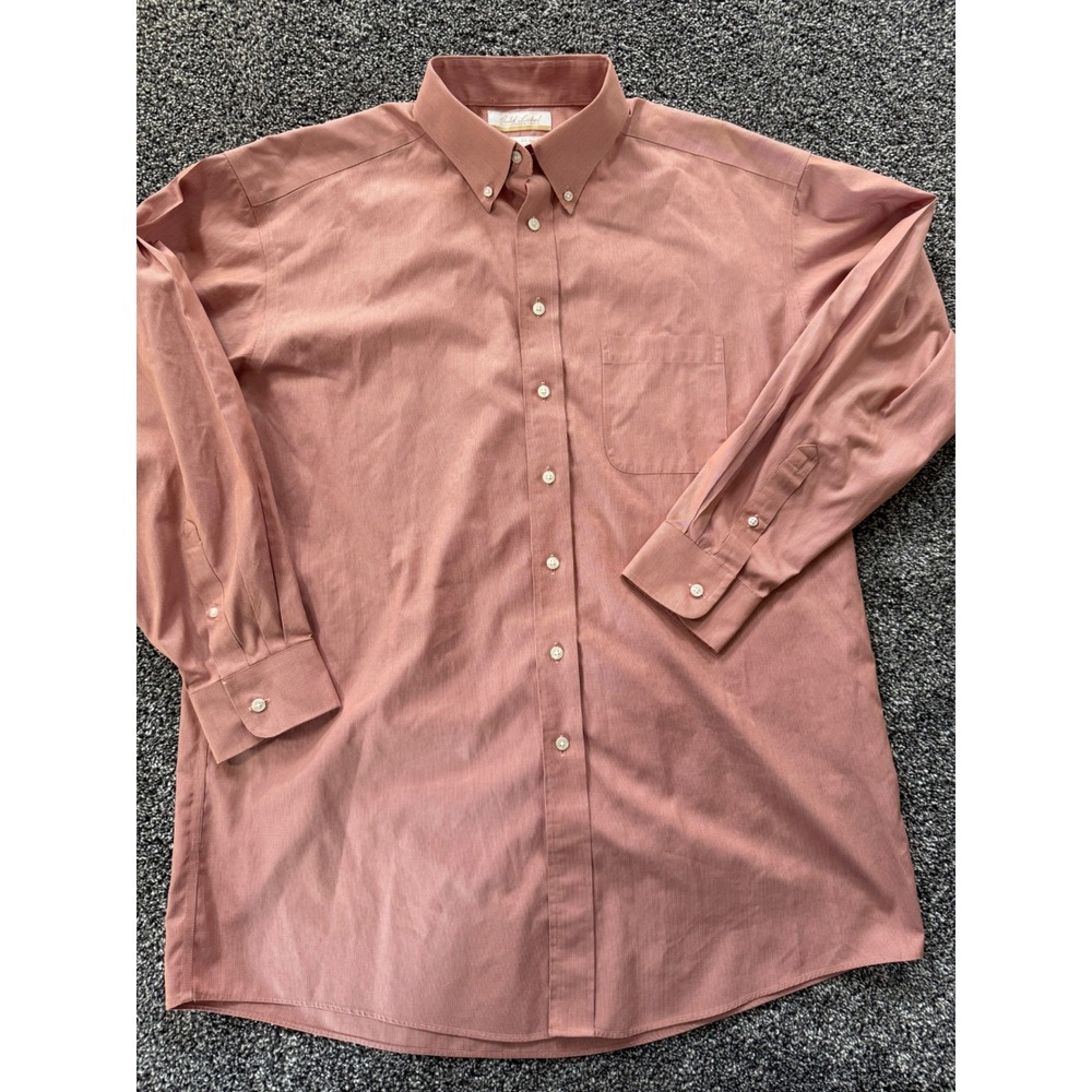 Roundtree & Yorke Gold Label Pink Cotton Pinpoint Dress Shirt 16.5 34/35